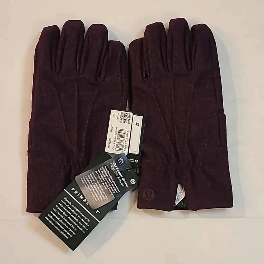 Lululemon City Keeper Gloves NWT L/XL Purple Black (HTGT) *Fleece Lined
